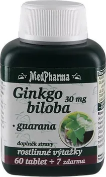 Přípravek na podporu paměti a spánku MedPharma Ginkgo Biloba 30 mg + Guarana 67 tbl.
