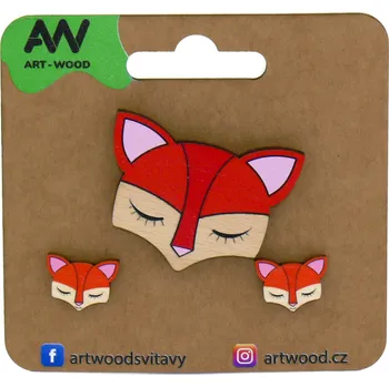 Brož art-wood.cz Dřevěná brož + náušnice - liška