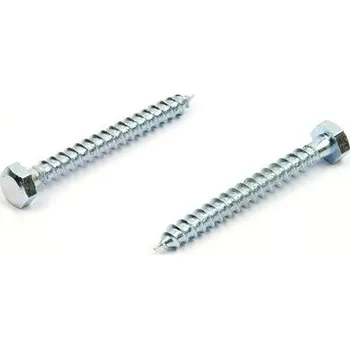 Spojovací materiál Podstavcový vrut do dřeva 5x45 zinek bílý, DIN 571 (Vrut se šestihrannou hlavou)