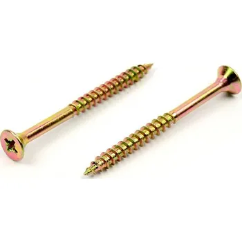Vrut Univerzální vrut do dřeva 5x55/36 částečný závit zinek žlutý (Vrut do dřeva, křížová drážka PZ, zápustná hlava)