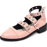 kožené punk baleríny s pásky a přezkami GoodDayGirl Barva: Růžová, Velikost: 37