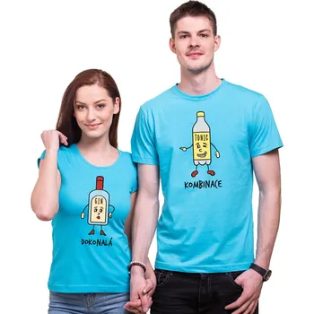 Pánské oblečení Partnerská trička - GIN TONIC, Barva látky tyrkysová modrá, Dámské tričko XL, Pánské tričko M