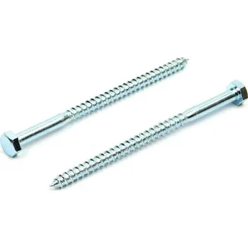 Vrut Podstavcový vrut do dřeva 6x100 zinek bílý, DIN 571 (Vrut se šestihrannou hlavou)