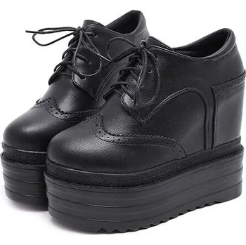 Dámské polobotky Šněrovací polobotky dámské na vysoké podrážce GoodDayGirl Barva: Černá, Velikost: 36