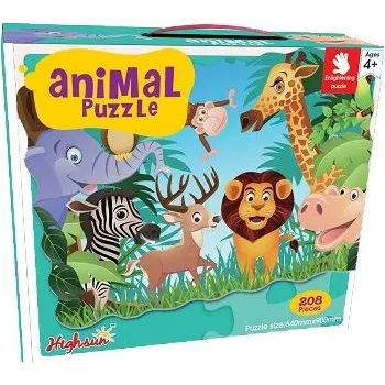 Puzzle Puzzle zvířata v džungli 208 ks, 90x64 cm