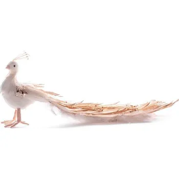 Vánoční dekorace Dekorácia MagicHome Vianoce, Páv, zlatý, páperový, 34x12x15 cm