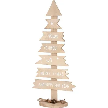 Vánoční dekorace Dekorácia MagicHome Vianoce Woodeco, Strom s tabuľkami, bal. 2 ks, 40x17 cm