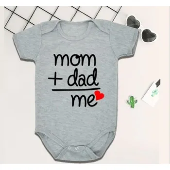Kojenecké oblečení Kojenecké body s nápisem "Mom + Dad = Me" Věk: 9-12 měsíců, Barva: Šedá