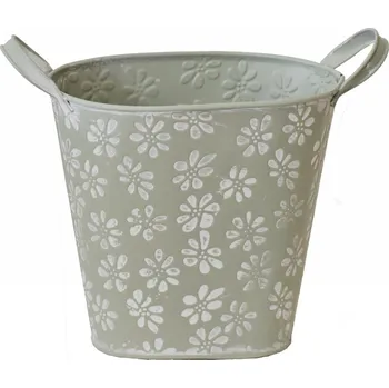 Květináč Plechový květináč Flowers 22x25,5x14 cm, zelený (133366 015 CAM-104-00779-21 obal zelený)