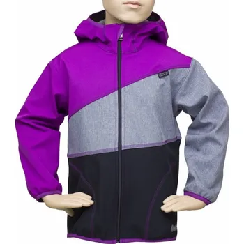 Dívčí bunda Fantom BUNDA SOFTSHELL TROJBAREVNÁ ČERNO - TMAVĚ ŠEDÝ MELÍR - ORCHIDEJ 80