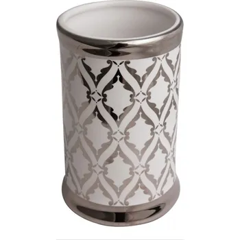 WC štětka Koupelnový keramický set GLAZE stříbrná Mybesthome název: kalíšek na zubní kartáček