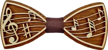 Amadea Dřevěný motýlek k obleku 11 cm noty