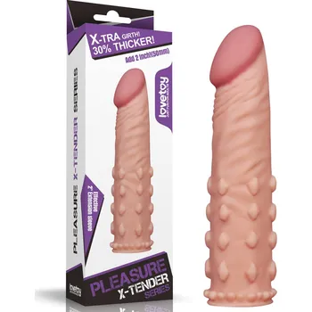 LoveToy Pleasure X Tender Penis Sleeve LV1054 Add 2" Flesh