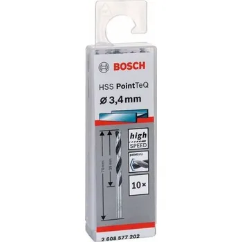 Vrták Vrták do kovu Bosch HSS PointTeQ Twist Speed, pr. 3.4 x 39 / 70 mm, 10ks (2608577202)