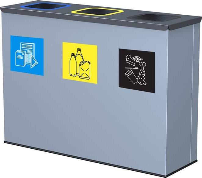 EKO STATION - sestava na tříděný odpad, objem 3 x 60 l, barva šedá