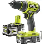Ryobi R18DD7-252S aku bezuhlíkový 18 V šroubovák/vrtačka + 1x 2Ah + 1x 5Ah baterie + nabíječka ONE+