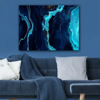 Obraz ASIR Nástěnný obraz na plátně MODRÉ VLNY 70 cm