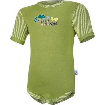 LITTLE ANGEL Body tenké KR obrázek Outlast® - zelená matcha/pruh zelený matcha Vel. 74
