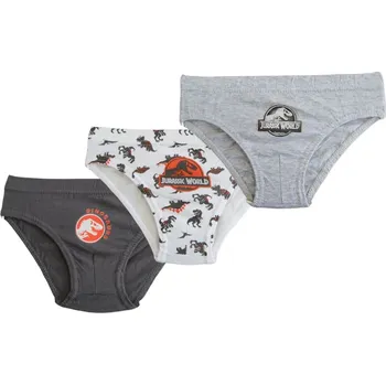 Trojbalení chlapeckých slipů Jurassic World - šedá/bílá/šedá Velikost: 104/110