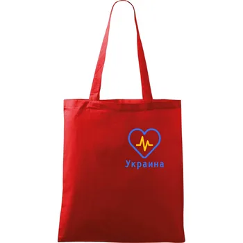 Nákupní taška Moje srdce bije pro Ukrajinu - prso - Taška bavlněná - 42 x 38 cm ( Červená )