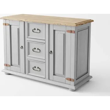 Šatní skříň Komoda Hacienda Grey 3S2D z masivu Barevné provedení: šedá - šedá