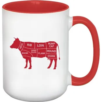 Hrnek velký barevný s potiskem Parts of the cow