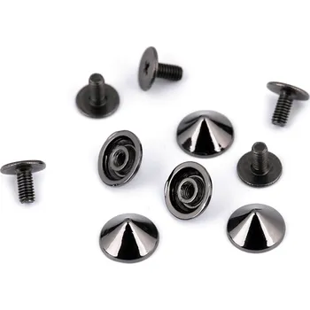 Ozdobný šroubovací hrot/nýt / nožička na kabelky O9,5 mm - černý nikl, 750756