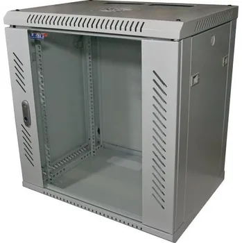 Rozvaděč LEXI-Net 19" nástěnný rozvaděč 12U 600x450, nosnost 60 kg, skleněné dveře, rozložený, šedý