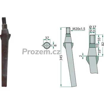 Pohon brány Hrot rotačních bran pro Sovema, -/345 mm, hřeb rotačních bran