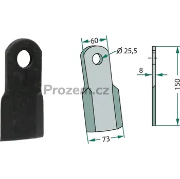 Pracovní nůž Mulčovací nůž rovný, starý model pro Ferri, 0901148, 150/8/25,5 mm