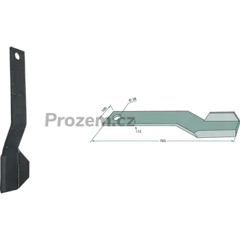 Mulčovací nůž levý pro Spearhead, 7770719, 765/12/38 mm