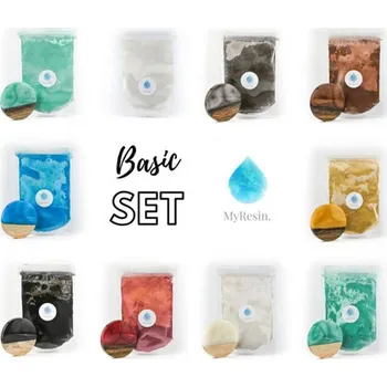SET BASIC METALICKÉ PIGMENTY MYRESIN - 10 vzorků po 5g (Připravili jsme pro vás Basic SET - 10 vzorků metalických pigmentových prášků do pryskyřice po 5 g, abyste si mohli vyzkoušet více barev do vašich projektů. Sadu můžete využít jak na obrazy a epoxido