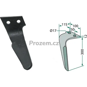 Hrot rotačních bran pravý pro Rau, 00058898, RG00058898, 50/300 mm, hřeb rotačních bran