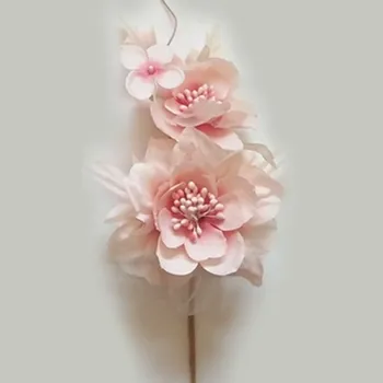 umělá květina Růže zápich textil 22cm růžová (540390)