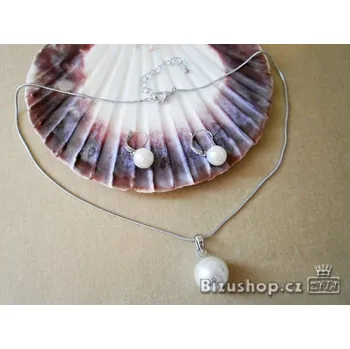 Souprava šperků Set Ocelový , Náhrdelník a Náušnice z českou perlou, ZYTA