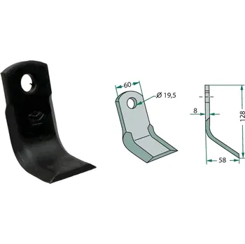 Mulčovací Y-nůž pro John Deere, 128/8/19,5 mm