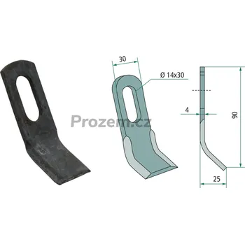 Pracovní nůž Mulčovací Y-nůž pro Votex, 90/4/14x30 mm