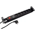 CONTEG 19" napájecí panel 2U, 6x 230V, CZ, přepěťová ochrana, vypínač, 3m, černý (DP-RP-06-UTESP) - 21.01.0601