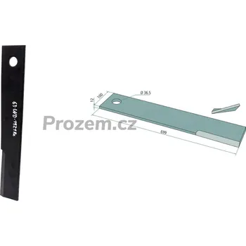 Mulčovací nůž pravý pro Bednar, KM060126, 699/12/36,5 mm