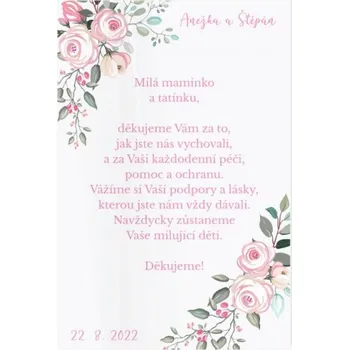 Reklas Poděkování rodičům kreslené růže