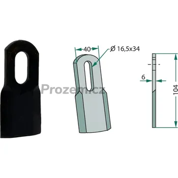 Mulčovací nůž pro Ferri, Howard, 222022424, 0901153, 104/6/16,5x34 mm