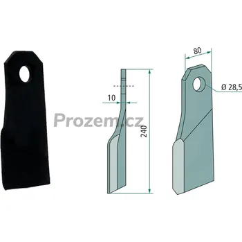 Mulčovací nůž pravý pro Gilbers, 240/10/28,5 mm
