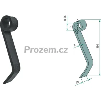 Mulčovací nůž pro Maschio, Terranova, T40005143R, 190/8/26 mm