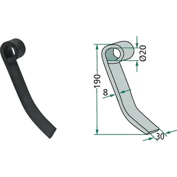 Pracovní nůž Mulčovací nůž pro Kverneland, Maletti, 190/8/20 mm