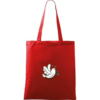 Nákupní taška Holubice míru - make love - Taška bavlněná - 42 x 38 cm ( Červená )