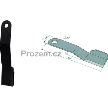 Mulčovací nůž levý pro Bednar, KM060135, 620/12/38,5 mm