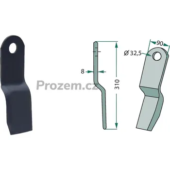 Mulčovací nůž pro Howard, 310/8/32,5 mm