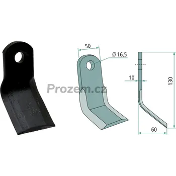 Pracovní nůž Mulčovací Y-nůž pro Agricom, 130/10/16,5 mm