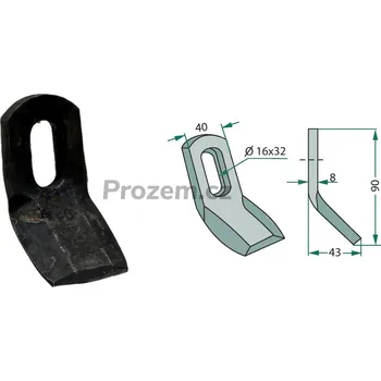 Mulčovací Y-nůž pro S.M.A., 90/8/16x32 mm