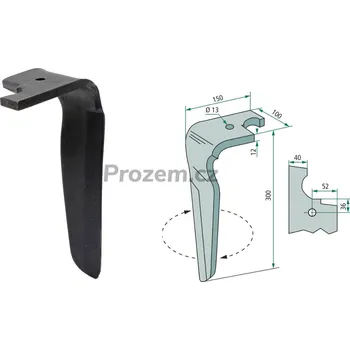 Pohon brány Hrot rotačních bran pravý pro Feraboli, -/300 mm, hřeb rotačních bran